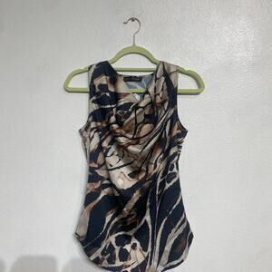 Adrienne Landau Spice Tiger Print Sleeveless Blouse Sz s